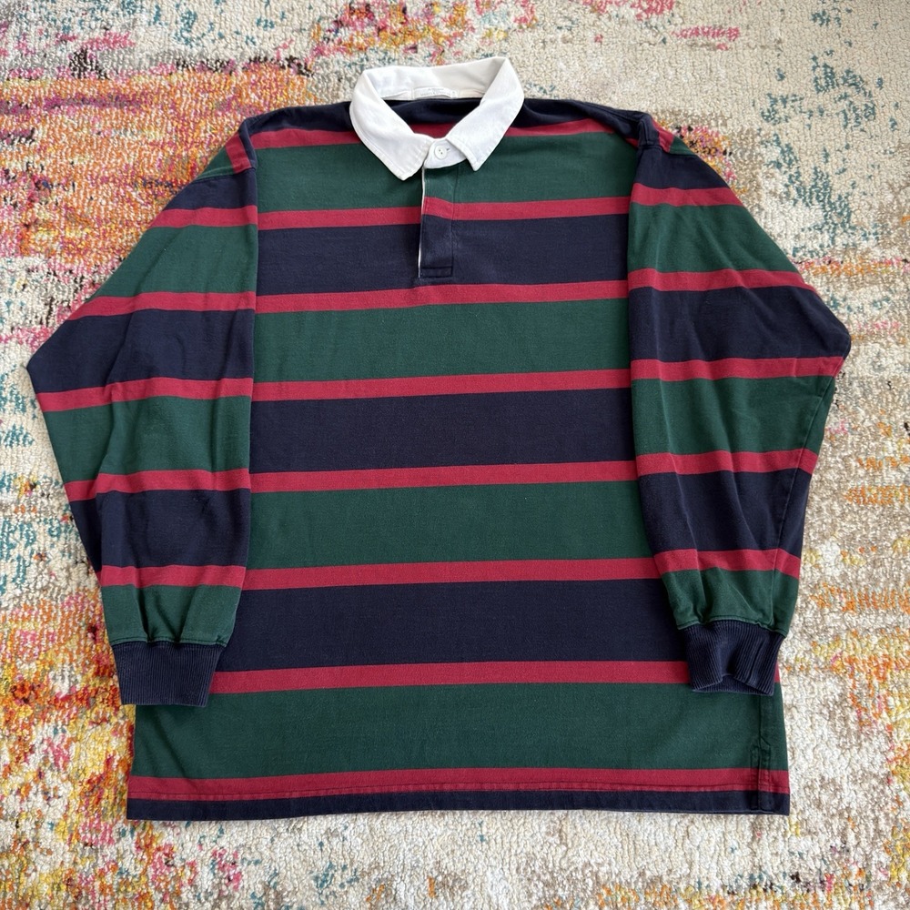 Vintage St Michael Marks Spencer Striped Rugby Shirt Mens L